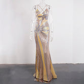 Sexy Slip Long Golden Prom Dress